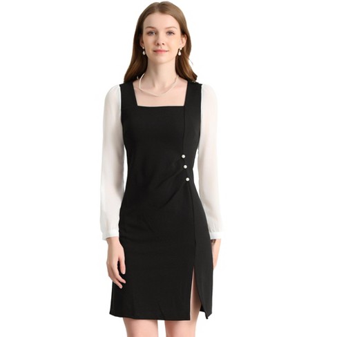 Calvin klein black dress deals with pearl neckline