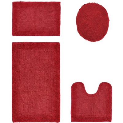 Edge Bath Rug 100% Premium Cotton Ultra-Soft Water Absorbent Tufted Solid Reversible 4 Piece Bathroom Rug Set for Machine Washable Bathmat