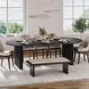 SpassWay 30"H Modern Wood Dining Table Kitchen Table Conference Table Gaming Table with Double Pedestal Black/Natural Wood - 2 of 4