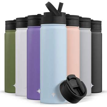 JoyJolt Triple Insulated Water Bottle with Flip Lid & Sport Straw Lid - 22 oz Hot/Cold Vacuum Insulated Stainless Steel Water Bottle