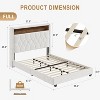 Storage Headboard Velvet Upholstered Bed Frame with Built-in Charging Station, Smart LED Lights, Wingback with Nailhead Trim, Wood Slats Support. - 2 of 4