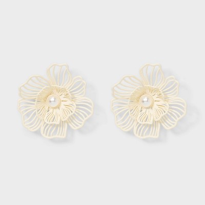 Floral Bloom Button Earrings - A New Day™