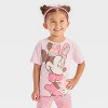 Toddler Girls' 2pc Disney Minnie Mouse Floral T-Shirt & Biker Shorts Set - Pink - 3 of 4