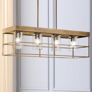 Urban Ambiance Luxury Modern Indoor Chandelier,  11-1/4''H x 9-3/8"W x 42''D,  Aged Bronze Finish, UHP4494 - 1 of 4