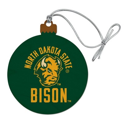 North Dakota State Bison Wood Christmas Tree Holiday Ornament