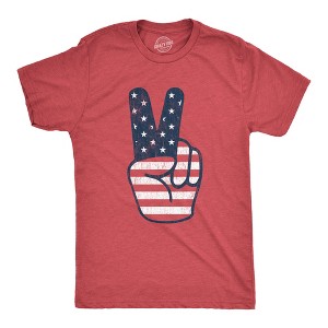 Mens Peace Sign American Flag Tshirt 4th Of July USA Patriotic Party Graphic Tee - Crazy Dog Men's T Shirt - 1 of 4