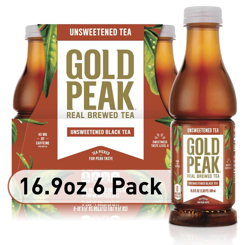 Gold Peak Unsweetened Tea Bottles - 6pk/16.9 fl oz, 1 of 10