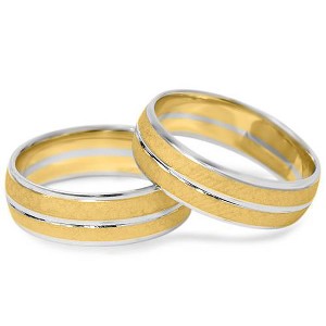 Pompeii3 Hammered Ring Set 14K Gold - 1 of 2