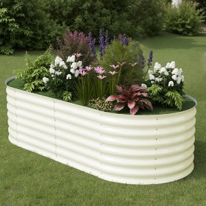 4x2x2ft & 6x3x2ft Galvanized Steel Raised Garden Bed, Heavy-Duty Oval Planter Box, Corrosion-Resistant Outdoor Gardening Kit - 1 of 4