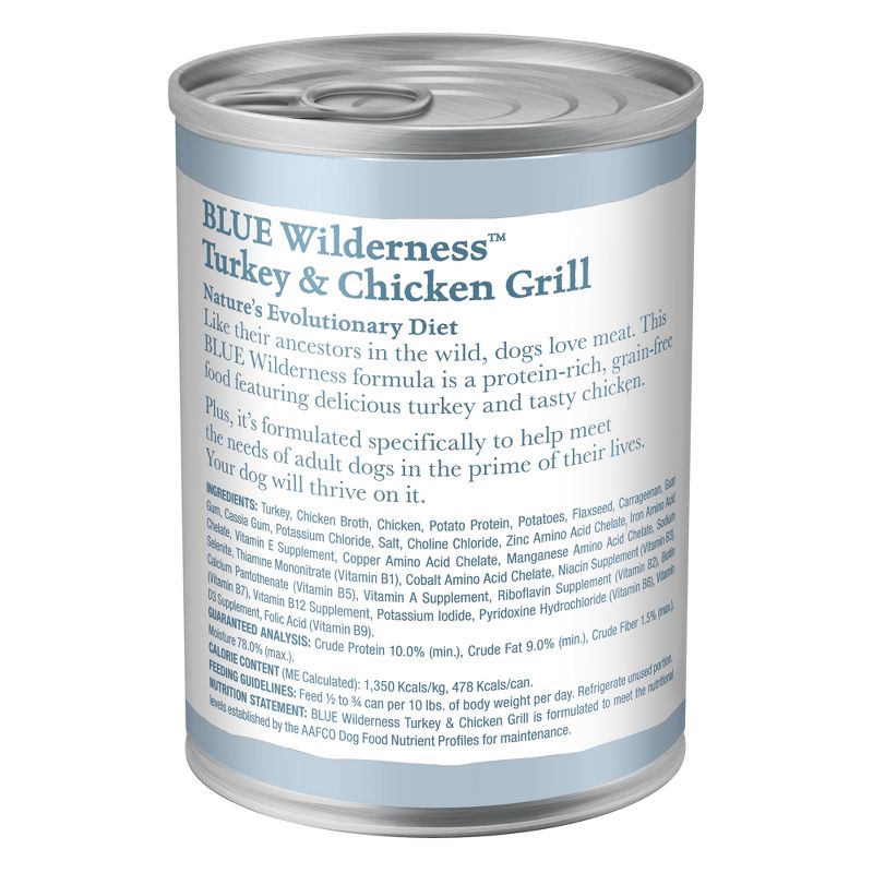 Blue Buffalo Wilderness High Protein Natural Adult Wet Dog Food Turkey &#38; Chicken Grill - 12.5oz, 3 of 12