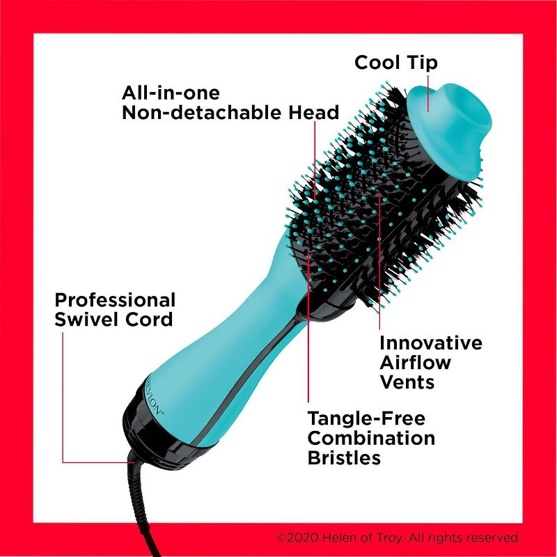 REVLON One-Step Volumizer Original 1.0 Hair Dryer and Hot Air Brush, Mint, 4 of 10