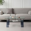 Lirago Rectangle Clear Tempered Glass 2-Tier Coffee Table-Modern Living Room Storage Center with Sleek Geometric Design 21.6"W * 39.3"L * 17.7"H - 4 of 4