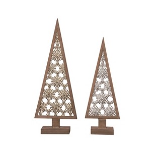 Transpac Wood 24 in. Multicolor Christmas Snowflake Cutout Tree Decor Set of 2 - 1 of 3