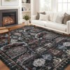 Washable Area Rug, Ultra-Thin Soft Vintage Indoor Rug for Bedroom Living Room or Dining Room, Non-Slip Throw Rug Foldable Carpet for Entry Office - 2 of 4