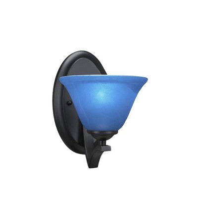 Toltec Lighting Zilo 1 - Light Sconce in  Matte Black with 7" Blue Italian Shade
