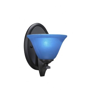 Toltec Lighting Zilo 1 - Light Sconce in  Matte Black with 7" Blue Italian Shade - 1 of 1