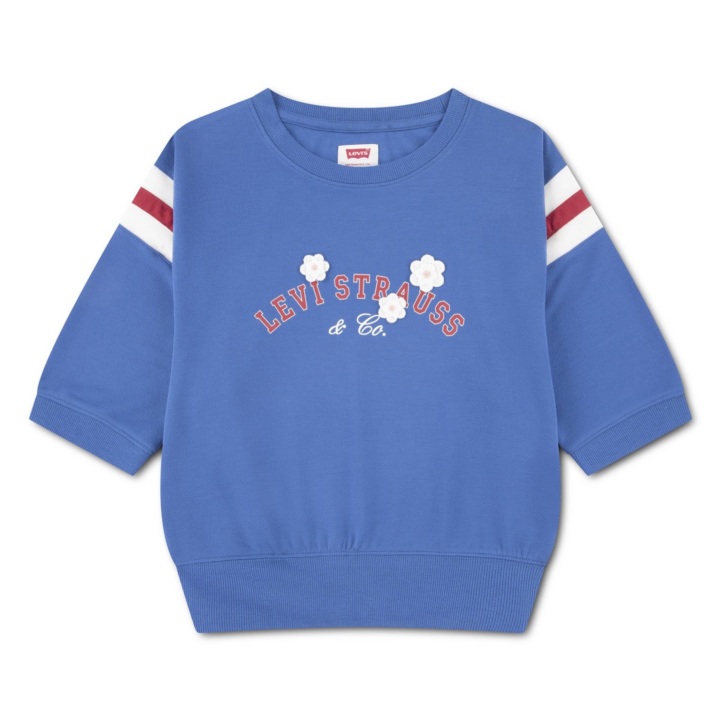 Топ Levi's Short Sleeve French Terry Varsity Top - Blue для девочек, цвет: Синий — фото 4