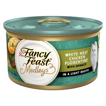 Purina Fancy Feast Medleys In a Delicate Sauce Gourmet Wet Cat Food White Meat Chicken Florentine with Garden Greens - 3oz
