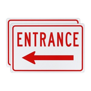 Unique Bargains Aluminum Reflective Rust Free Waterproof Left Arrow Entrance Sign 2 Pcs - 1 of 4