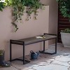 Coolbibila-Patio Benches With Cantilever Iron Legs, Garden Benches Constructed From Slatted Acacia Wood, Modern Garden Bench Outdoor - 2 of 4