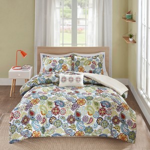 Stylish Boho Floral Print Comforter Set, All Season Bedding Set, Cozy Home Textile for Lux Bedroom Decor - 1 of 4