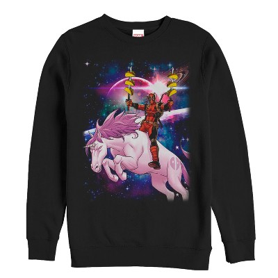 Men's Marvel Taco Deadpool On Space Unicorn Sweatshirt - Black - Medium ...