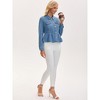 INSPIRE CHIC Women's Denim Button Down Turndown Collar Long Sleeve Ruffle Hem Peplum Jean Jackets - 3 of 4