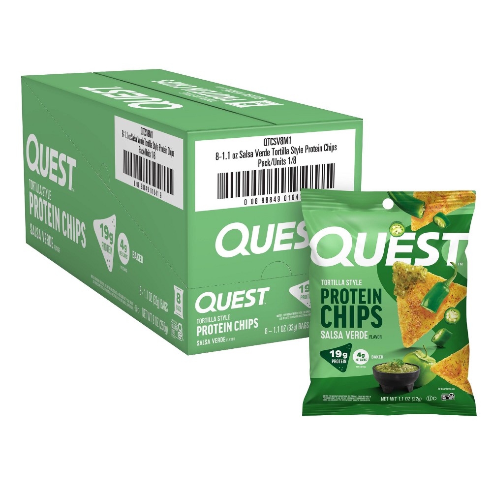 Quest Nutrition Tortilla Chips - Salsa Verde - 8ct: Ready to Eat, 17g Protein Per Serving, 9oz Total Net Weight