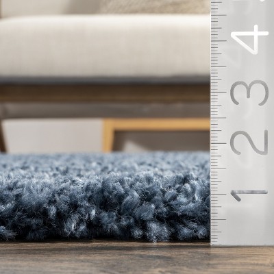 Kara Blue Solid Shag Synthetic 5'3" x 7'7" Area Rug