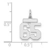 Black Bow Jewelry Sterling Silver, Athletic Collection, Small Polished Number 65 Pendant - 2 of 3
