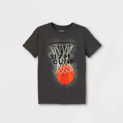 Boys' 'Slam Dunk' Short Sleeve Graphic T-Shirt - Cat & Jack™ Charcoal Heather
