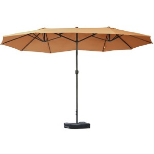 Outsunny 15ft Patio Umbrella Double-Sided Outdoor Market Extra Large Umbrella with Crank Handle for Deck, Lawn, Backyard and Pool - 1 of 4