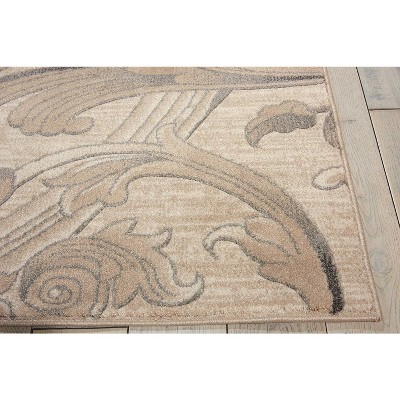 Mocha Floral Synthetic 4' x 6' Handmade Area Rug