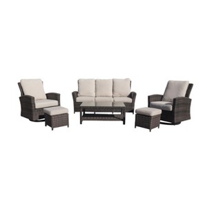 Courtyard Casual Cheshire 6 pc Sofa and Swivel Glider Set  Includes: One Recline Sofa, One Coffee Table, Two Swivel Gliders, & Two Ottomans - 1 of 4