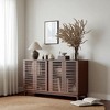 59.9" Buffet Sideboard Cabinet with Solid Wood Slatted Doors, Adjustable Shelves, Modern Storage Console for Dining Room, Living Room, Entryway - 4 of 4