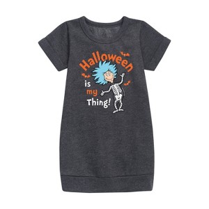 - Dr. Seuss - Halloween Is My Thing Graphic Short Sleeve Fleece Dress - 1 of 4