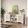 Rattan TV Stand for Living Room, Modern Entertainment Center or 70 Inch TV, Boho Media TV Console Table with Storage - 3 of 4