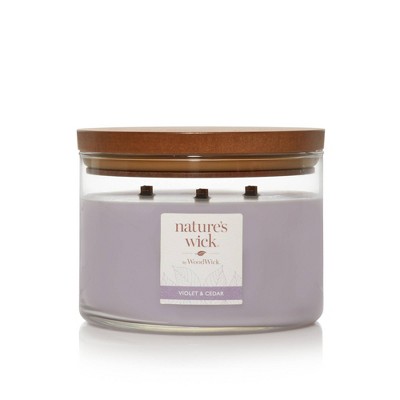 Lidded Glass Jar Crackling Wooden Wick Violet and Cedar Candle - Nature's Wick