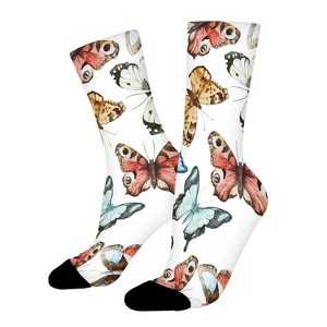 Watercolor Butterfly Women Printed Crew Socks Funny Funky Socks Soft Polyester Novelty Gifts for Artists Men - 1 of 1