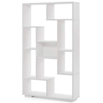 Costway 47" Tall Bookshelf Modern Geometric Bookcase with Open Shelves Anti-tipping Kits White