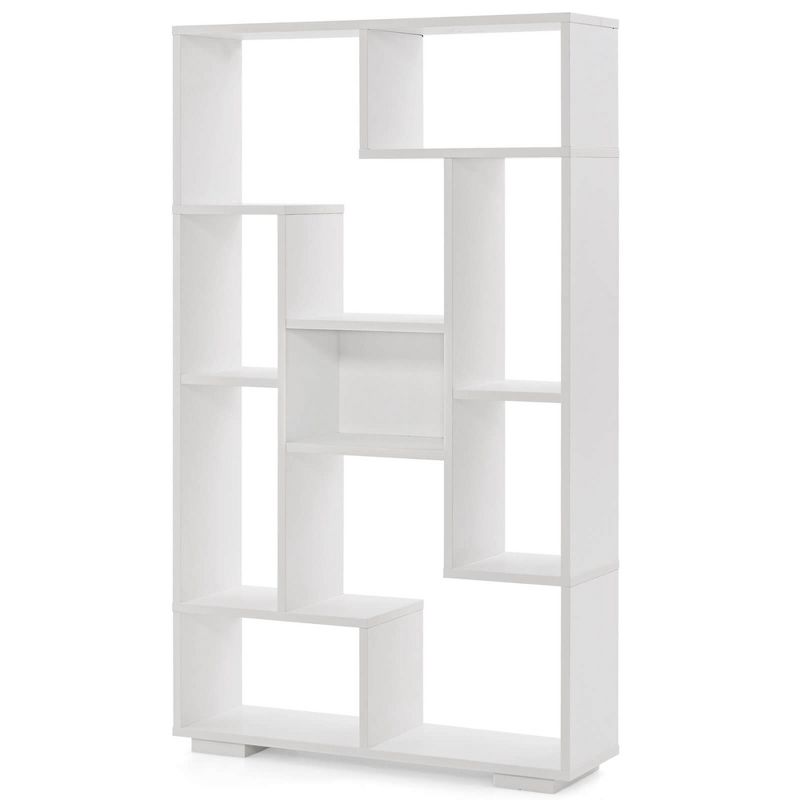 Costway 47" Tall Bookshelf Modern Geometric Bookcase with Open Shelves Anti-tipping Kits White, 1 of 10