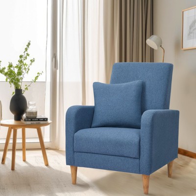 COLAMY Faux-Shearling Accent Chair with Pillow, Modern Comfy Armchair with Ergonomic Backrest and Padded Armrests