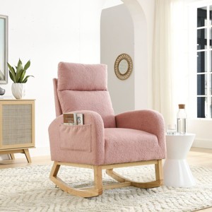 Indoor Rocking Chair Lounge Chair Rocker With Pockets,Comfy Accent Arm Chair With Solid Wood Legs,Leisure Chairs-Cuddlewood - 1 of 4