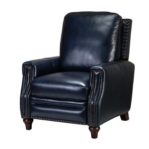 Theresa Modern Wooden Upholstery Genuine Leather Recliner with Nailhead Trim for Living Room and Bedroom  | ARTFUL LIVING DESIGN - 1 of 4