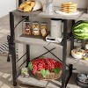6-Tier Retro Bakers Rack with Power Outlet - Large Freestanding Kitchen Microwave Stand, Open Storage Shelves & Wire Basket, Utility Storage Shelf - 2 of 4