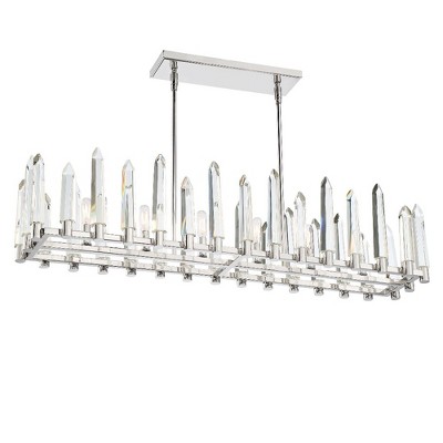 Watson 46" Polished Nickel and Crystal 6-Light Chandelier