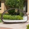 Curved Rattan Daybed with Cushions and Canopy, 2-Person Patio Lounger with Metal Frame, Outdoor Lounge Seating for Garden or Pool–The Pop Home - 2 of 4