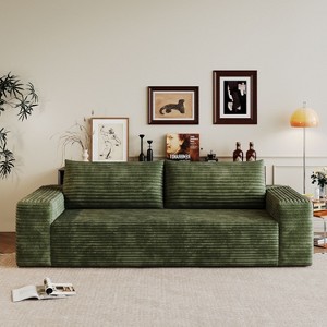 MAYEERTY 71" 3-Seater Sofa Green - 71" 3-Seat, Corduroy, Deep Seat, No Assembly, Ideal for Living Room - 1 of 4
