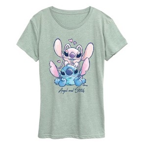 Women's - Disney Jr - Angel And Stitch Short Sleeve Graphic T-Shirt - 1 of 3