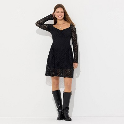 Женские платья Wild Fable Women's Long Sleeve Lace Mini Dress - Wild Fable™ Black M — фото 3